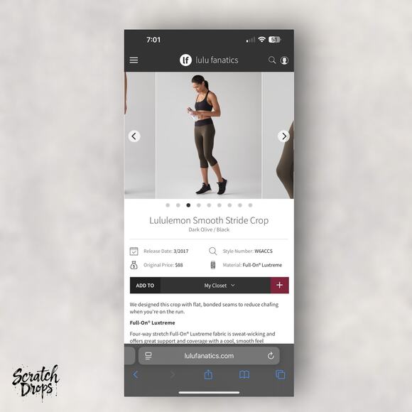 Lululemon Smooth Stride Crop Leggings Dark Olive Size 2 Yoga Running Pants - Picture 3 of 7